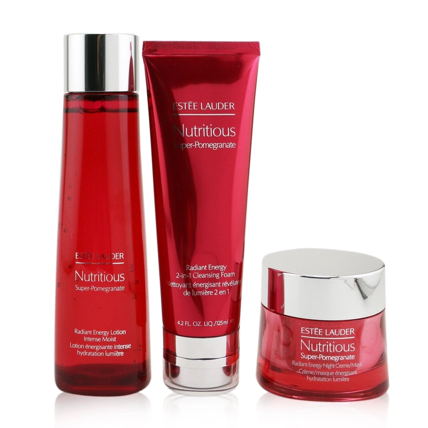 Estee Lauder Nutritious Super-Pomegranate Overnight Radiance Collection: Cleansing Foam 125ml+Lotion Intense Moist 200ml+Night Creme 50ml 3pcs 1 Estee Lauder Nutritious Super-Pomegranate Overnight Radiance Collection: Cleansing Foam 125ml+Lotion Intense Moist 200ml+Night Creme 50ml 3pcs