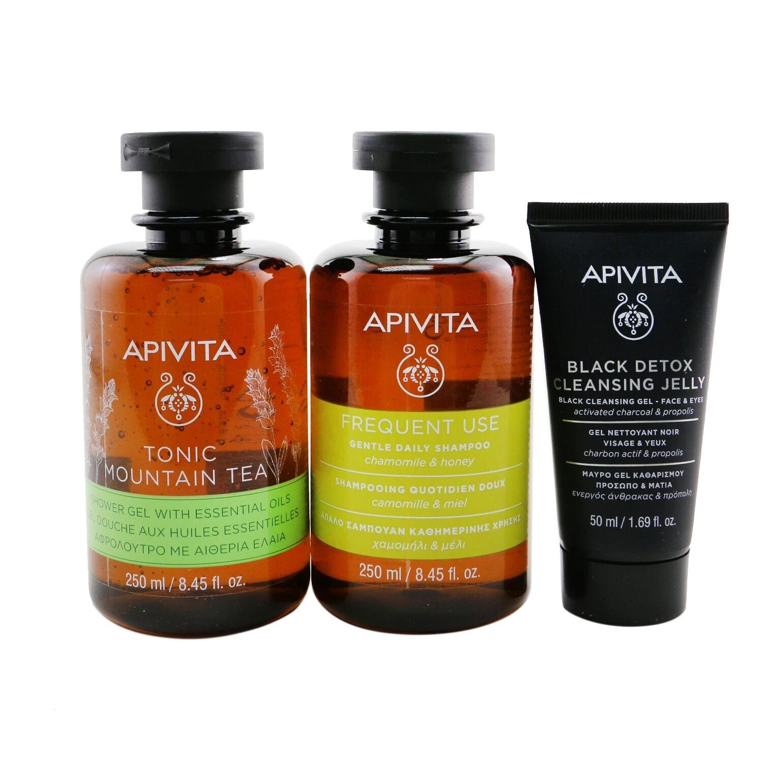 Apivita Nature's Greetings Set: Tonic Mountain Tea Shower Gel 250ml+ Gentle Daily Shampoo 250ml+ Black Cleansing Gel 50ml (Exp. Date: 05/2023) 3pcs 1 Apivita Nature's Greetings Set: Tonic Mountain Tea Shower Gel 250ml+ Gentle Daily Shampoo 250ml+ Black Cleansing Gel 50ml (Exp. Date: 05/2023) 3pcs