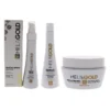 Helis Gold The Revival Series Kit By Helis Gold For Unisex - 3 Pc Pc Kit 3.3oz Crystal Cream Serum, 10.1oz Revitalize Shampoo, 3.3oz Restructure Masque