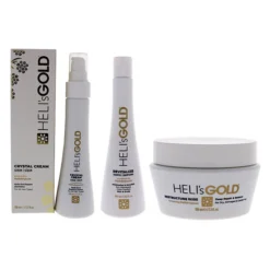 Helis Gold The Revival Series Kit By Helis Gold For Unisex - 3 Pc Pc Kit 3.3oz Crystal Cream Serum, 10.1oz Revitalize Shampoo, 3.3oz Restructure Masque