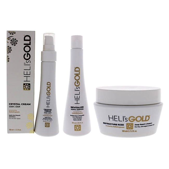 Helis Gold The Revival Series Kit By Helis Gold For Unisex - 3 Pc Pc Kit 3.3oz Crystal Cream Serum, 10.1oz Revitalize Shampoo, 3.3oz Restructure Masque 1 Helis Gold The Revival Series Kit By Helis Gold For Unisex - 3 Pc Pc Kit 3.3oz Crystal Cream Serum, 10.1oz Revitalize Shampoo, 3.3oz Restructure Masque